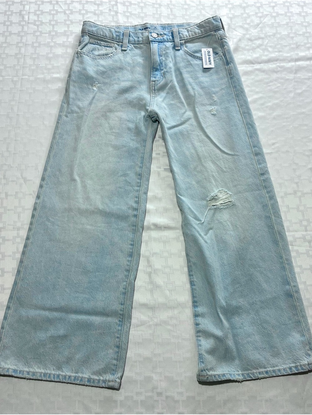 Old Navy Light Blue Distressed Wide-Leg Jeans